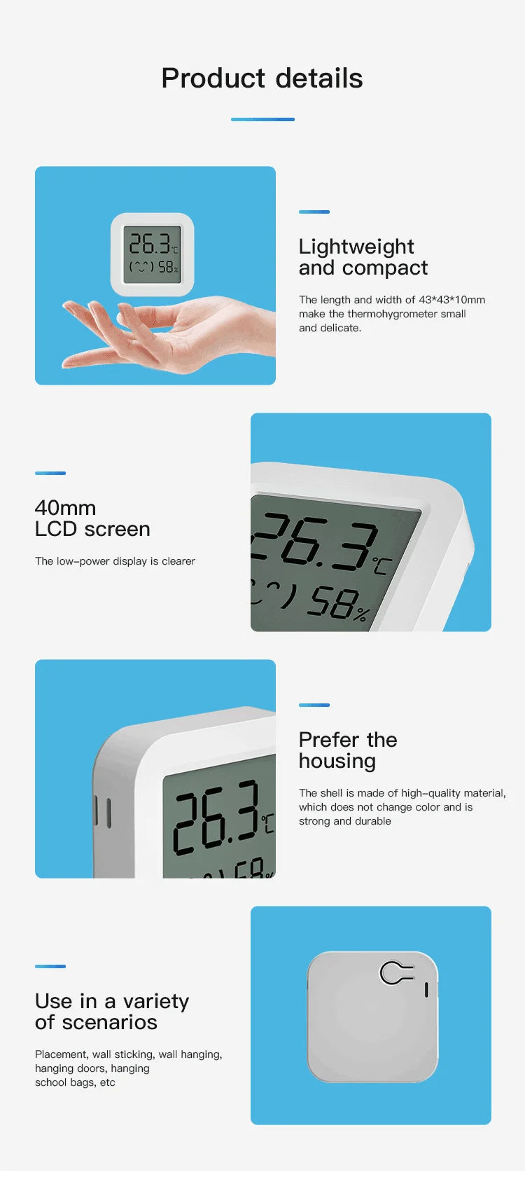 Tuya Mini LCD Temperature & Humidity Sensor - MITANCO