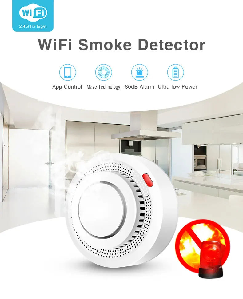 WiFi Tuya Smart Smoke Detector Sensor - MITANCO