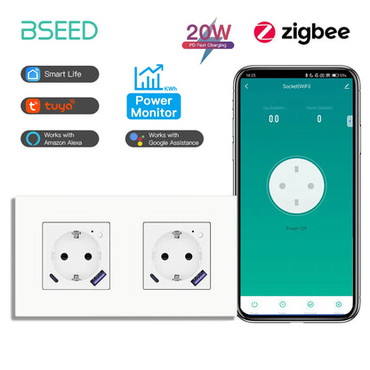 Zigbee Smart AC Socket with USB Type-C Fast Charging - MITANCO