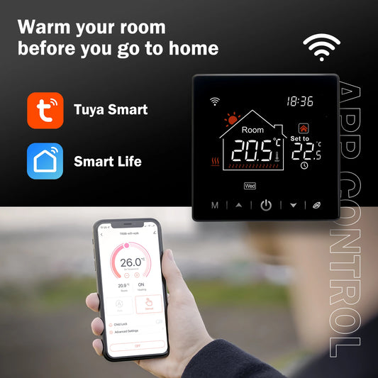 Tuya Smart WiFi Thermostat, compatible with Google Home and Alexa.